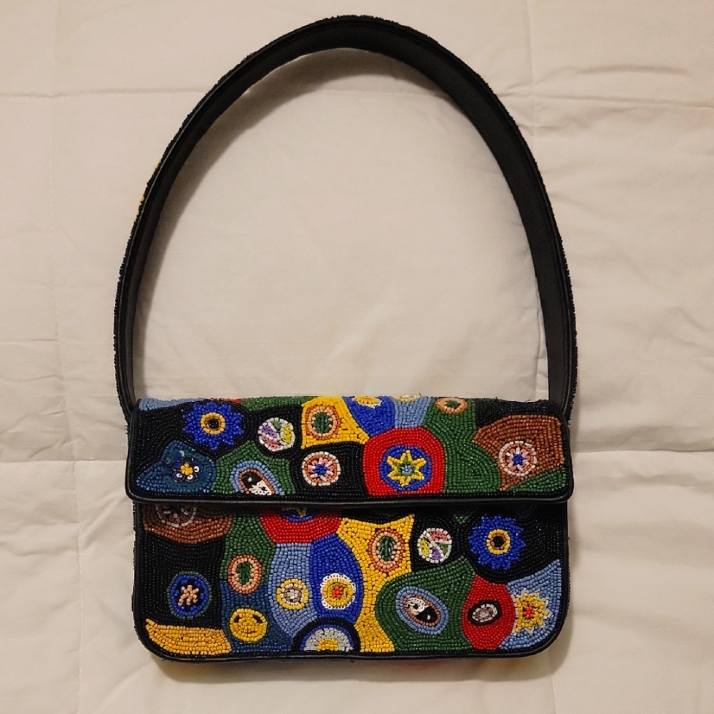 STAUD Beaded Bag In Black Millefiori